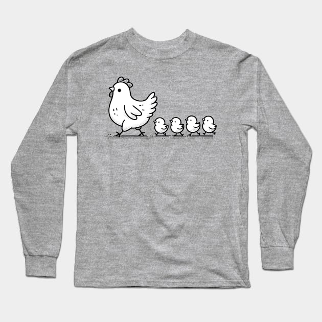 A chicken cares about her chicks Long Sleeve T-Shirt by Ingridpd